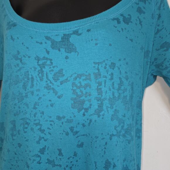Vintage OP Ocean Pacific Burnout Top Womens XXL Turquoise Stretchy FLAWS 80s 90s - Picture 4 of 16